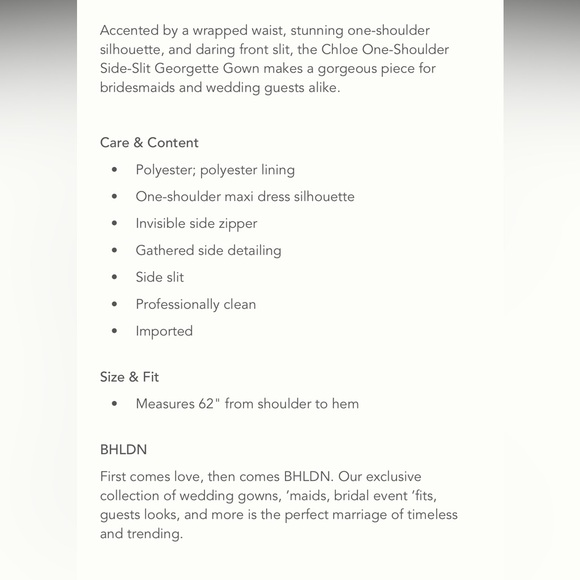 BHLDN Chloe One-Shoulder Side-Slit Georgette Bridesmaid Gown in Pink Combo - Picture 4 of 4